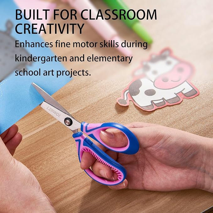 6" Kids Scissors Ages 5-8 School, Soft Comfort Grip, 3 Pack | - Image 5