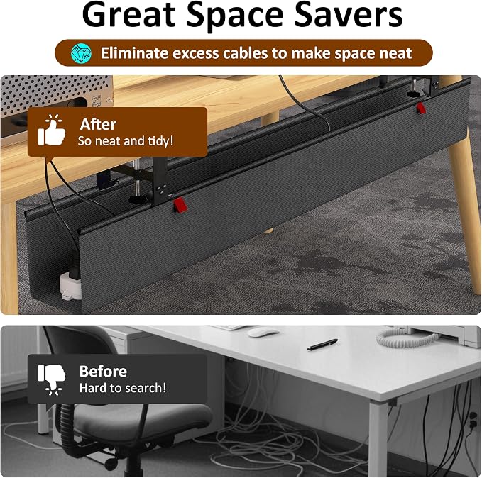 48" Gaming Under Desk Cable Management Tray, Large Anti-Sag Wire Hider - Image 6