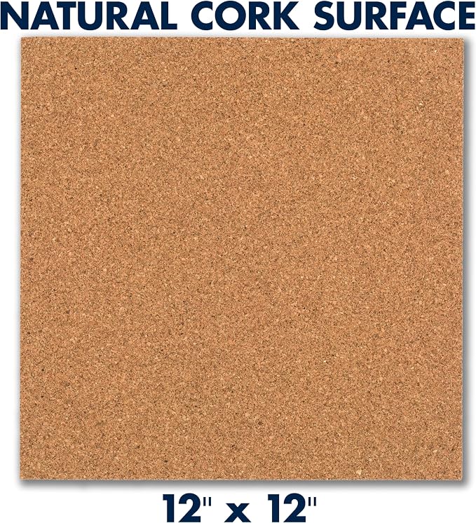 Quartet Cork Tiles, Bulletin Board Cork Panels 12" x 12" x 3/16", 8 Pack - Image 4