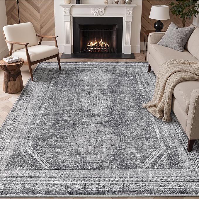 GENIMO 5x7 Area Rugs for Living Room, Machine Washable Non Slip Rugs, Low Pile by GENIMO