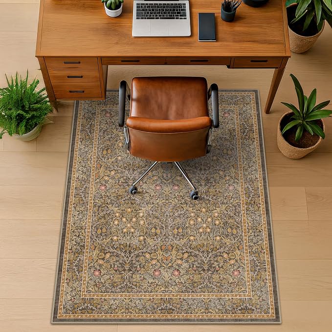 Vintage Gold Brown Office Chair Mat by JTJ