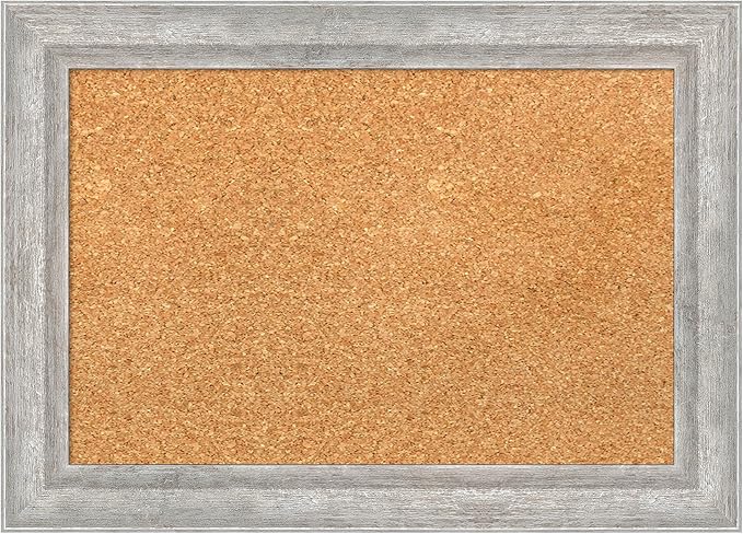 Amanti Art Natural Cork Board for Wall, 15x21 Vision Board with Silver Wood Frame, Small Corkboard Office Decor for Home Organization, Modern Corkboard Pinboard to Display Items for Home Organization-DeskLoop Office