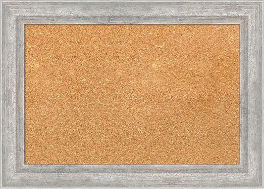 Amanti Art Natural Cork Board for Wall, 15x21 Vision Board with Silver Wood Frame, Small Corkboard Office Decor for Home Organization, Modern Corkboard Pinboard to Display Items for Home Organization-DeskLoop Office