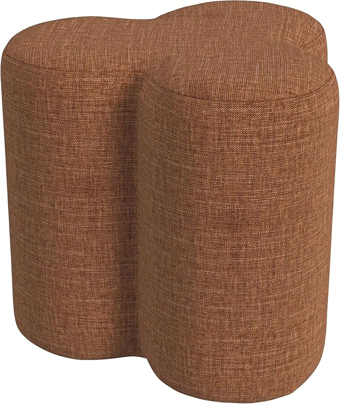 HomePop Upholstered Clover Shaped Ottoman Home Décor|Foot Rest Ottoman - Rust Orange Chenille-DeskLoop Office