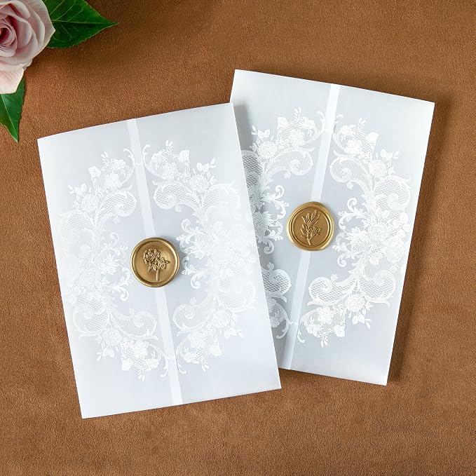 ponatia 50PCS White Foil Wedding Vellum Jackets - Image 7