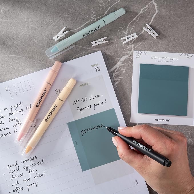 DiverseBee 50 Sheets Pastel Transparent Sticky Notes, 3x3” Clear Sticky Tabs - Image 5