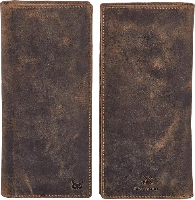 Long Wallet for Men Women Real Leather Bifold RFID Stylish Slim Handmade 2 ID - Image 5