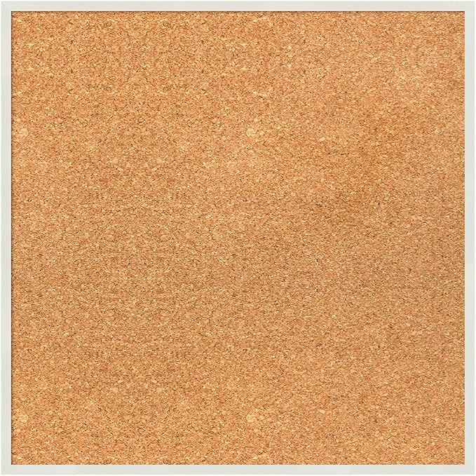 Amanti Art Natural Cork Board for Wall, 19x19 Vision Board with White Frame, Small Corkboard Office Decor for Home Organization, Modern Corkboard Pinboard to Display Items for Home Organization in-DeskLoop Office
