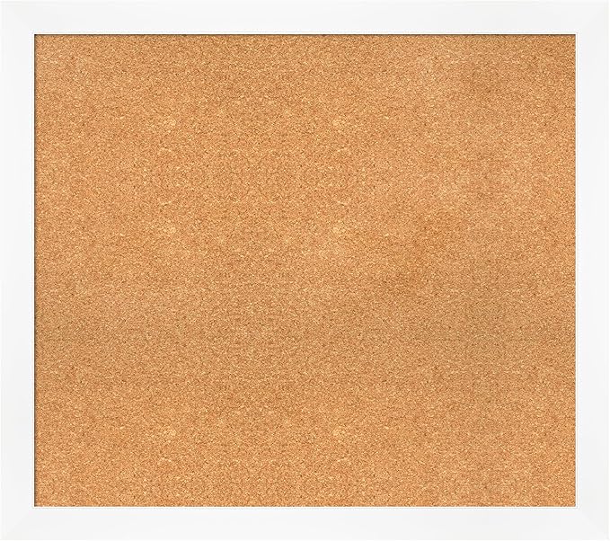 Amanti Art Natural Cork Board for Wall, 31x35 Vision Board with White Frame, Large Corkboard Office Decor for Home Organization, Modern Corkboard Pinboard to Display Items for Home Organization in-DeskLoop Office