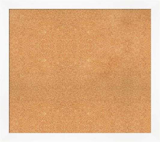 Amanti Art Natural Cork Board for Wall, 31x35 Vision Board with White Frame, Large Corkboard Office Decor for Home Organization, Modern Corkboard Pinboard to Display Items for Home Organization in-DeskLoop Office