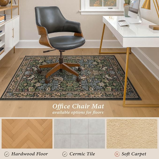 Washable 4x5 Boho Office Chair Mat - Image 3