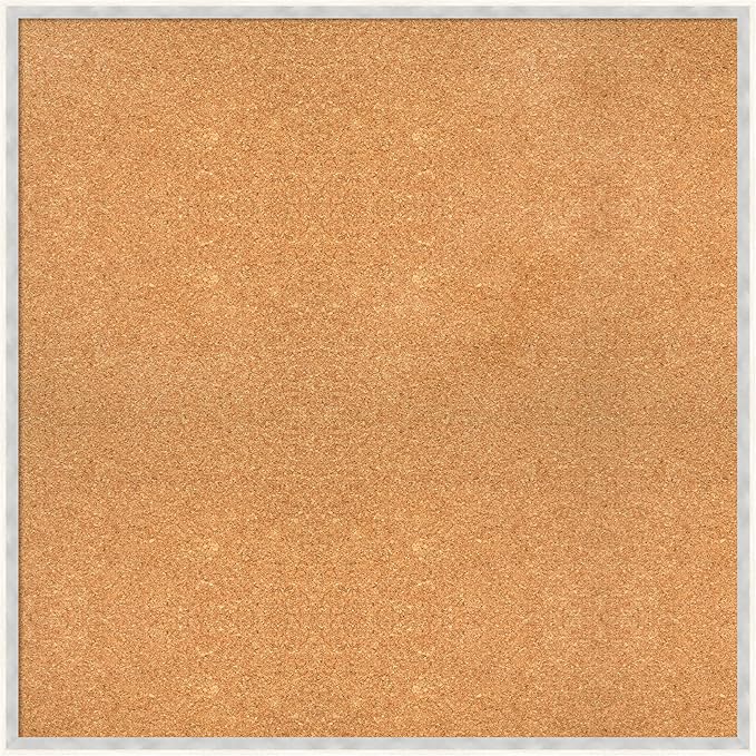 Amanti Art Natural Cork Board for Wall, 33x33 Vision Board with White Frame, Large Corkboard Office Decor for Home Organization, Modern Corkboard Pinboard to Display Items for Home Organization in-DeskLoop Office