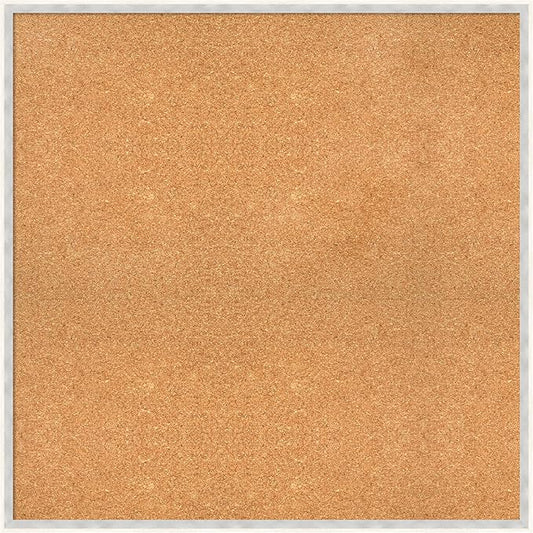 Amanti Art Natural Cork Board for Wall, 33x33 Vision Board with White Frame, Large Corkboard Office Decor for Home Organization, Modern Corkboard Pinboard to Display Items for Home Organization in-DeskLoop Office