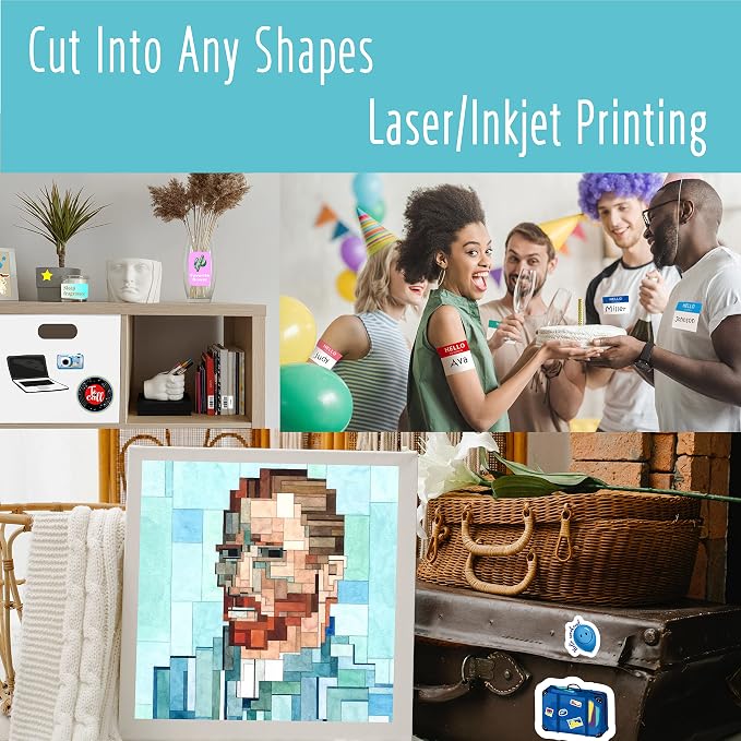 80 PCS Printable Sticker Paper, 20 Sheets Letter Size White Matte Sticker Paper - Image 5