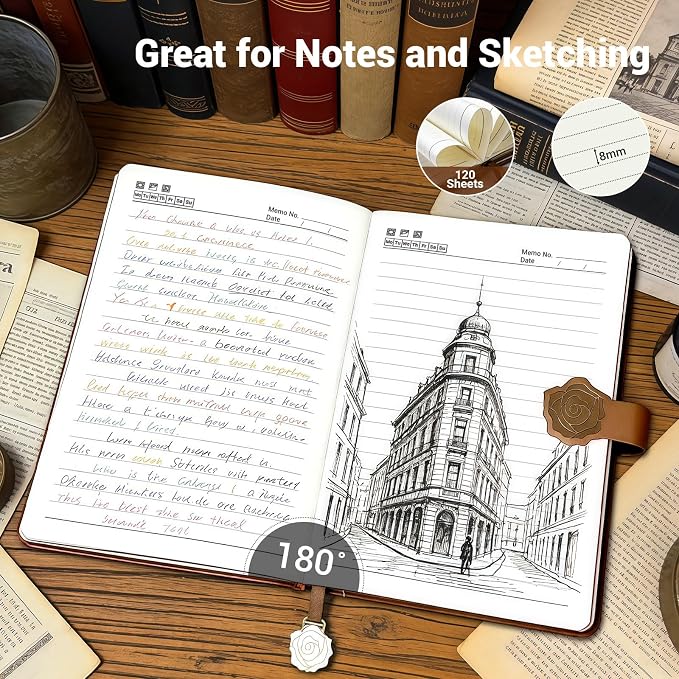 Aocii leather Journal for Women, A5 lined Daily Journal Notebook, Bullet - Image 4