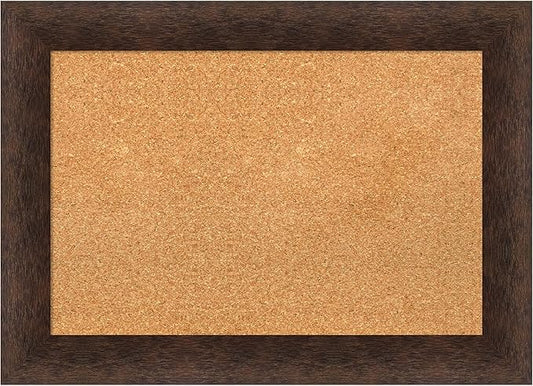 Amanti Art Natural Cork Board for Wall, 21x29 Vision Board with Brown Wood Frame, Medium Corkboard Office Decor for Home Organization, Casual Corkboard Pinboard to Display Items for Home Organization-DeskLoop Office