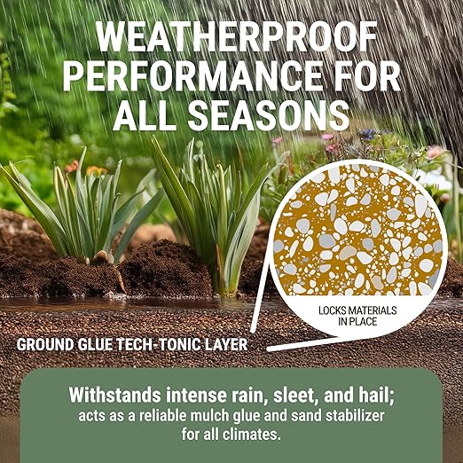 Ground Glue Tech-Tonic Landscape Adhesive for Rock, Mulch, and Sand, Weatherproof Long-Lasting Stabilizer for Trails & Slopes, Pet-Safe Binder for Pea Gravel, Bark & Flower Beds, 32 Fl. Oz.-DeskLoop Office