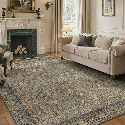 GENIMO 6x9 Area Rugs for Living Room, Machine Washable Non Slip Vintage Rugs by GENIMO