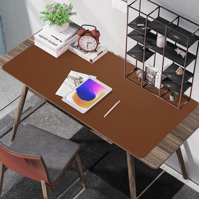 Leather Desk Pad Protector, Mouse Pad, Office Desk Mat, Non-Slip PU Leather - Image 6