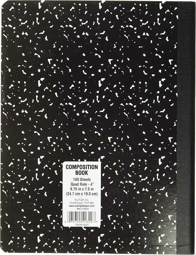 Top Flight Sewn Marble Composition Book, Quad Rule, 4 Squares per Inch - Image 2