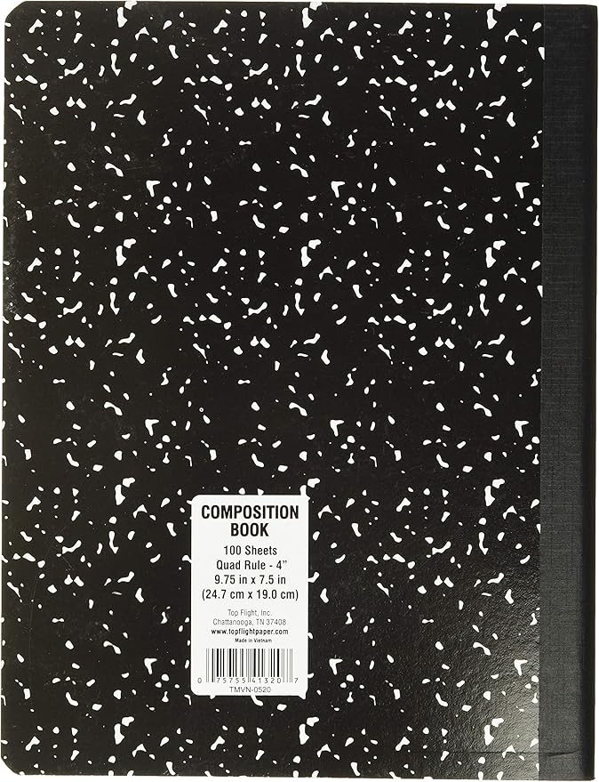 Top Flight Sewn Marble Composition Book, Quad Rule, 4 Squares per Inch - Image 2