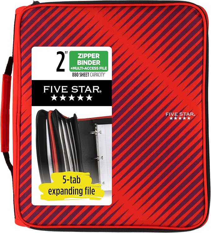 Five Star Zipper Binder, 2 Inch 3-Ring Binder by FiveStar