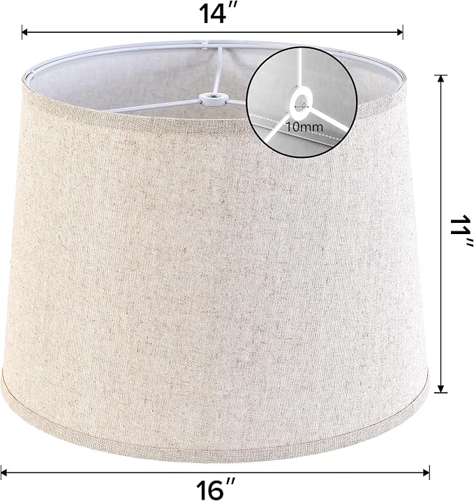 Drum Lamp Shades Larges, Modern Farmhouse Lampshades Beige - Image 2