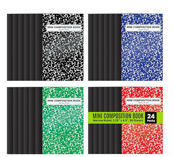Better Office Products Mini Composition Books, 24 Pack, 4.5 x 3.25 inches by Unknown