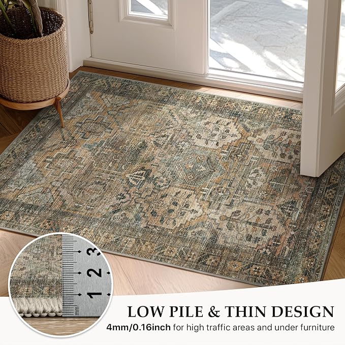 GENIMO 6x9 Area Rugs for Living Room, Machine Washable Non Slip Vintage Rugs - Image 7