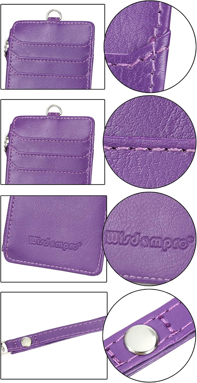 Badge Holder with Zip, Wisdompro School Supply 2-Sided Vertical PU Leather - Image 6