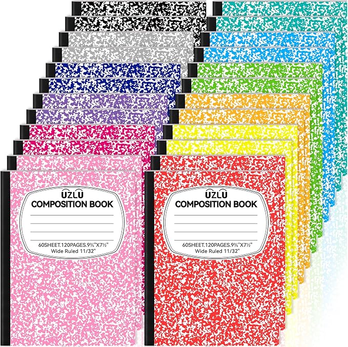 24 Pack 9.75 x 7.5 in Large Composition Notebooks Bulk 12 Color Wide Ruled - Image 8