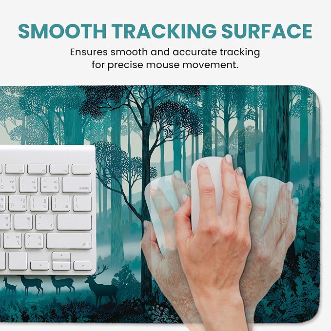 Aesthetic Desk Mat, Cute Deer Forest Desk Pad Protector - Image 4