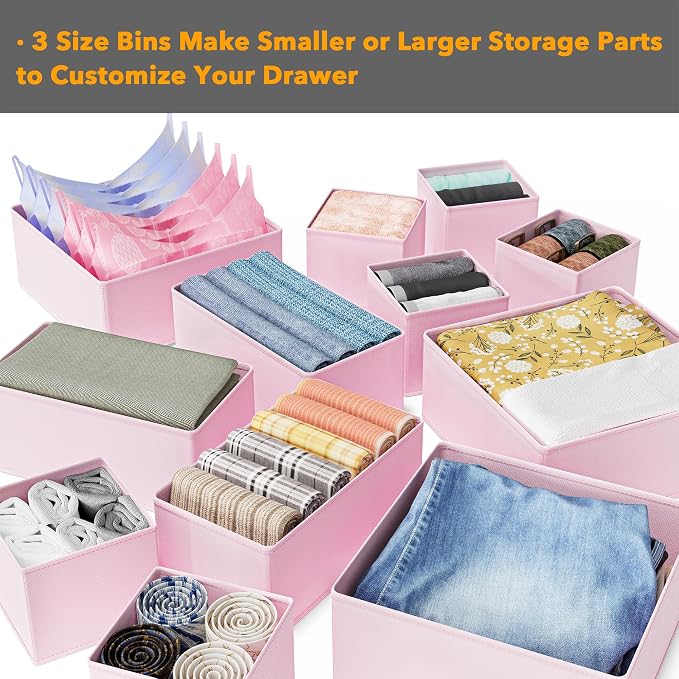 SpaceAid Drawer Organizer Clothes, 12 Pack Dresser Organizer Bins - Image 5