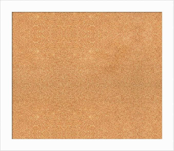 Amanti Art Natural Cork Board for Wall, 25x29 Vision Board with White Frame, Medium Corkboard Office Decor for Home Organization, Casual Corkboard Pinboard to Display Items for Home Organization in-DeskLoop Office