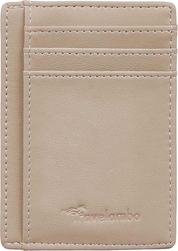 Travelambo Front Pocket Minimalist Leather Slim Wallet RFID Blocking Medium Size - Image 4