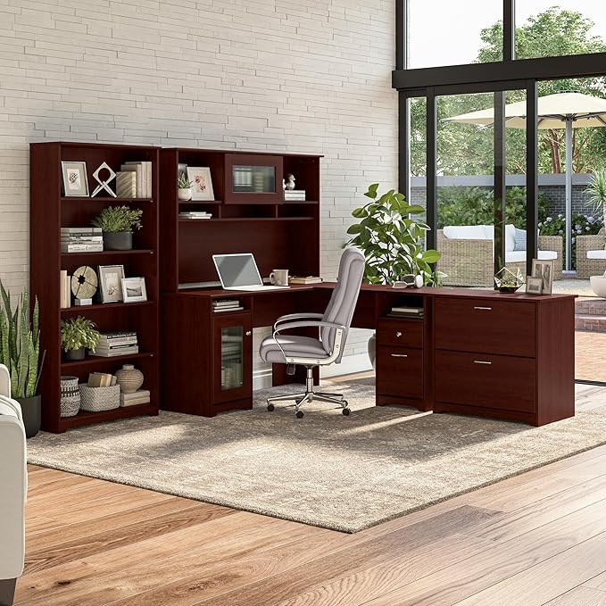 Bush Furniture Cabot 2 Drawer Lateral File Cabinet in Harvest Cherry, Home Office Chest for Letter, Legal, and A4-size Document Storage-DeskLoop Office