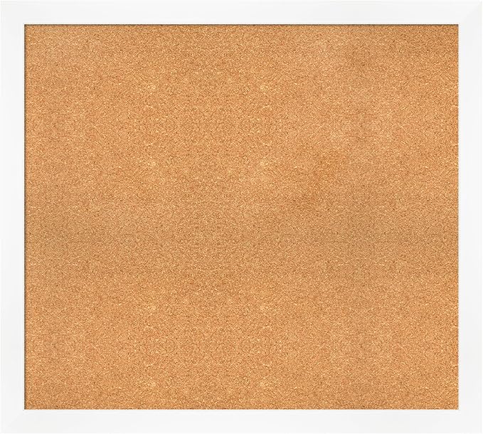 Amanti Art Natural Cork Board for Wall, 35x39 Vision Board with White Frame, X-Large Corkboard Office Decor for Home Organization, Modern Corkboard Pinboard to Display Items for Home Organization in-DeskLoop Office