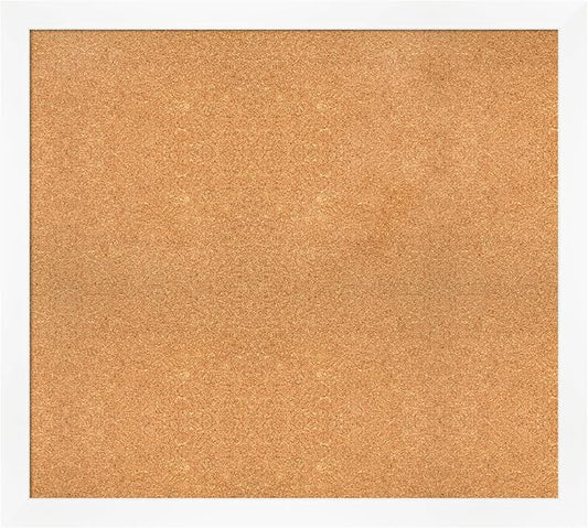Amanti Art Natural Cork Board for Wall, 35x39 Vision Board with White Frame, X-Large Corkboard Office Decor for Home Organization, Modern Corkboard Pinboard to Display Items for Home Organization in-DeskLoop Office
