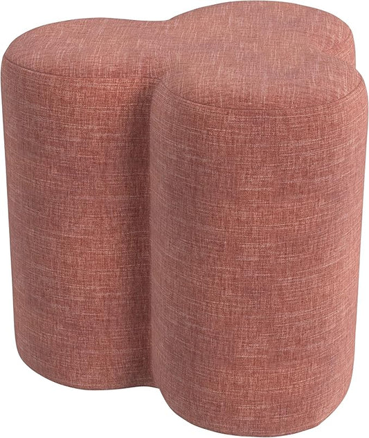 HomePop Upholstered Clover Shaped Ottoman Home Décor|Foot Rest Ottoman - Pink Chenille-DeskLoop Office