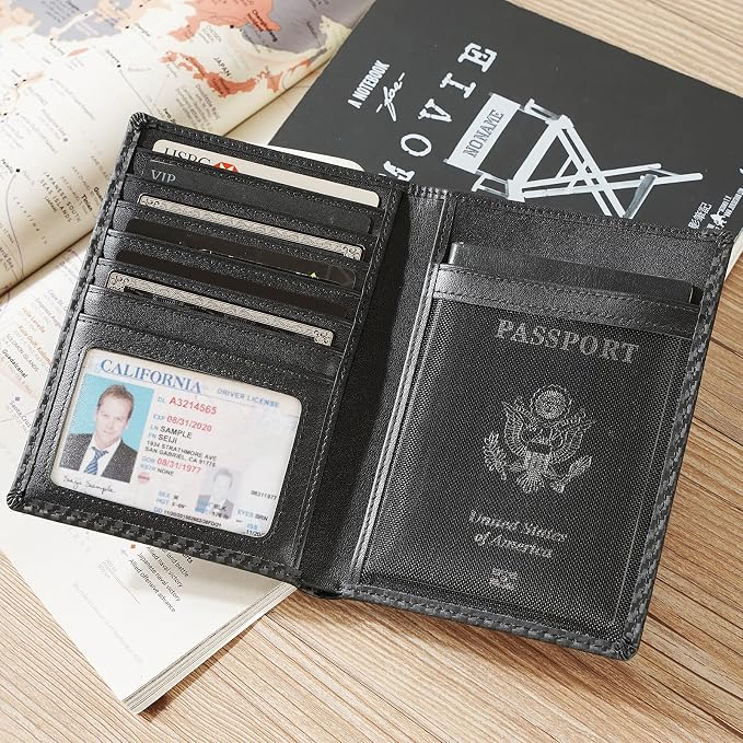 Polare Luxury RFID Blocking Leather Passport Holder Travel Wallet - Image 3