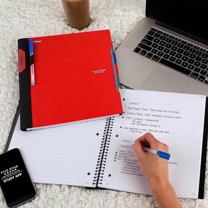 Five Star Advance Spiral Notebook + Study App, 5 Subject, College Ruled Paper - Image 6