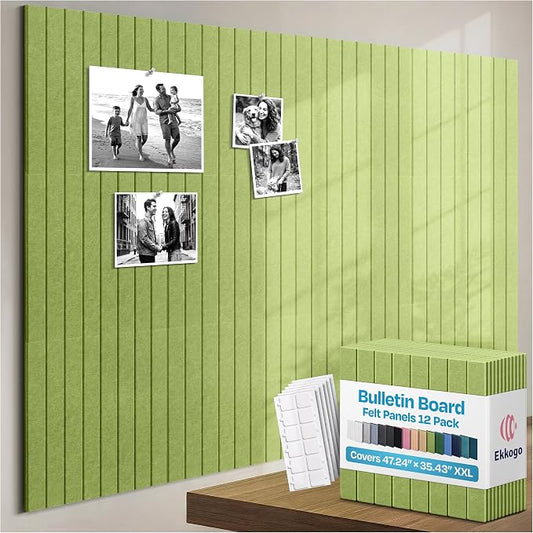 X-Large Cork Board Alternative 12-Pack Felt Bulletin Board Thick and Decorative by EkkogoAcousticPanels