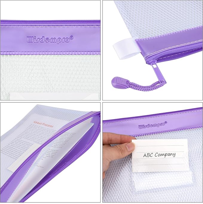 Wisdompro Zipper Pouch, 4 Packs Durable Letter Size Waterproof Mesh File Bag - Image 5