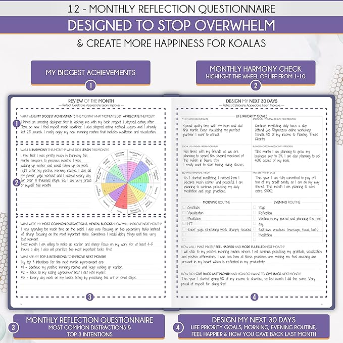 Life Planner - Gratitude Journal for Men & Women | Daily, Weekly & Monthly Planner with Budget Section, Time Blocking, Habit Tracker for Peace of Mind Planning to Increase Productivity & Happiness-DeskLoop Office