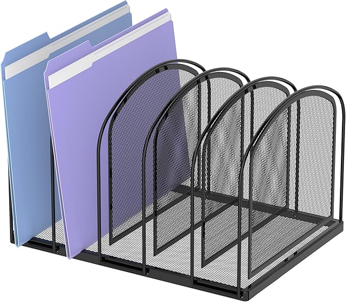 SUPEASY File Organizer for Desk, 5-Section Mesh Desk Organizer, Vertical File by SUPEASY