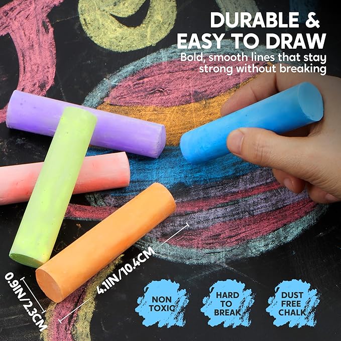 JOYIN 30 PCS Sidewalk Chalks for Kids, 10 Colors, Non-toxic Jumbo Washable Colored Chalk for Toddlers 1-3, School Supplies, Classroom Must Haves, Gift for Kids-DeskLoop Office
