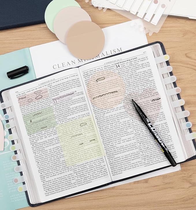 Transparent Sticky Notes,1120 Sheets Clear Sticky Notes with Pen, Waterproof Annotation Kit, Self-Adhesive Translucent Writable Index Tabs for Annotation Books, Bible Journaling Study Office School-DeskLoop Office