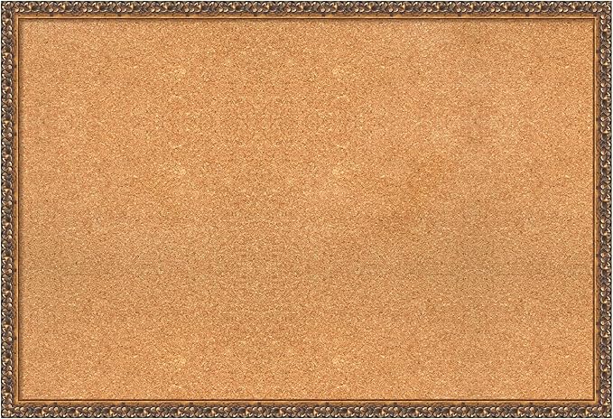 Amanti Art Natural Cork Board for Wall, 26x38 Vision Board with Bronze Frame, Large Corkboard Office Decor for Home Organization, Traditional Corkboard Pinboard to Display Items for Home Organization-DeskLoop Office