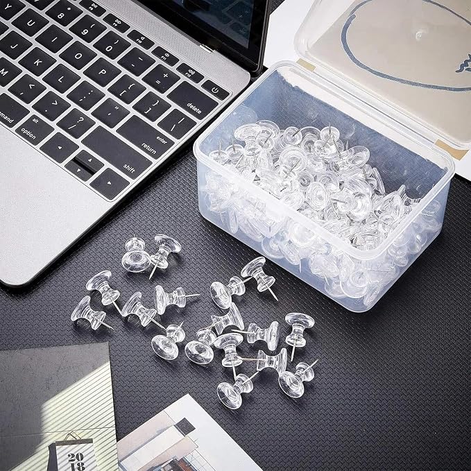Outus 100 Pcs Giant Push Pins Large Thumb Tacks Plastic Heads 1 Inch Jumbo Push - Image 6