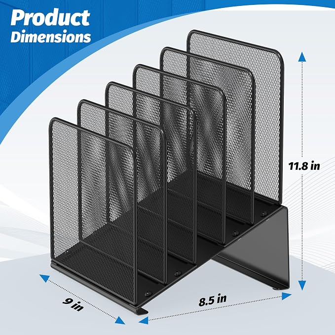 2 Pack Inclined 5-Section Desk File Organizer, Vertical File Folder Holder File - Image 2